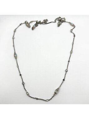 Kendra Scott Silver Tone Long Necklace With Iridescent Crystal Accents
